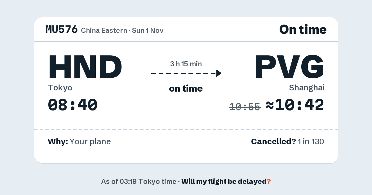 Link preview: MU576 lands about 10:42