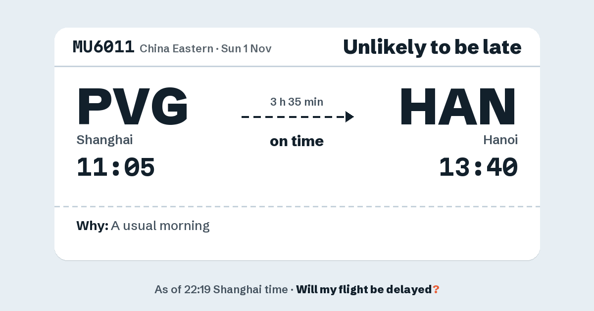 Link preview: MU6011 lands about 13:37