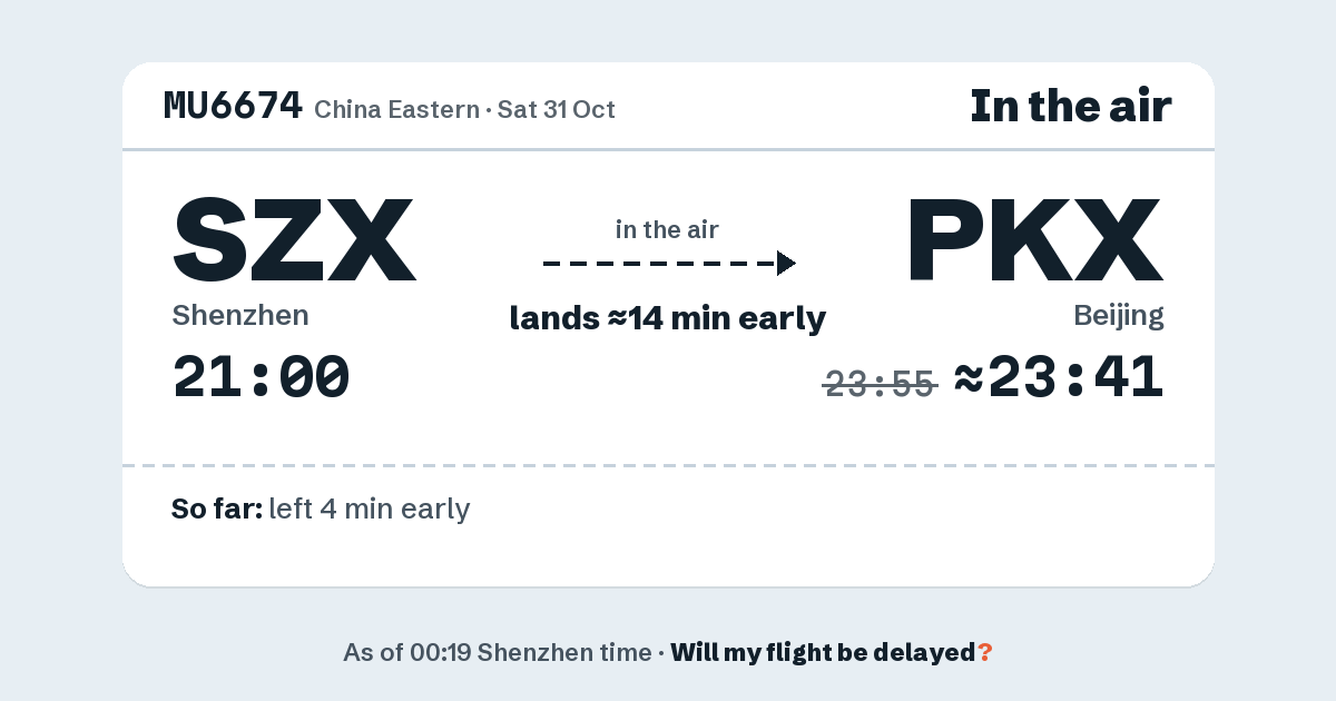 Link preview: MU6674 lands about 23:41