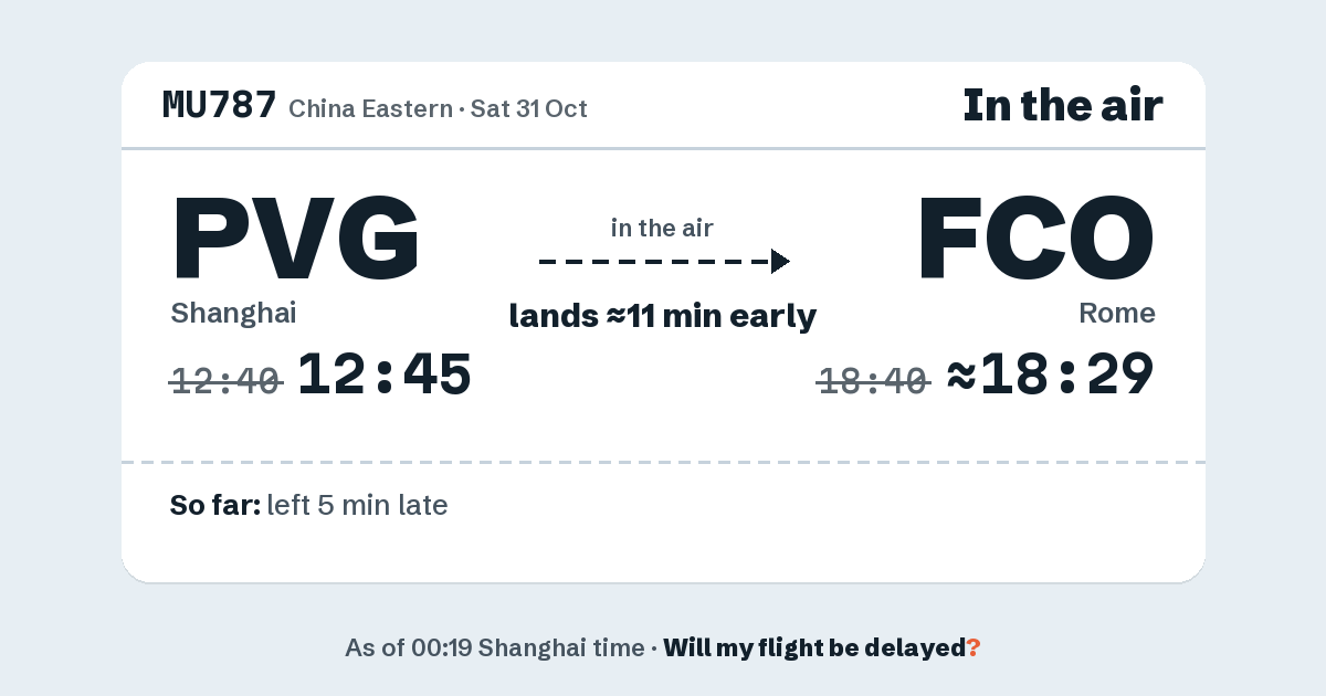Link preview: MU787 lands about 18:29