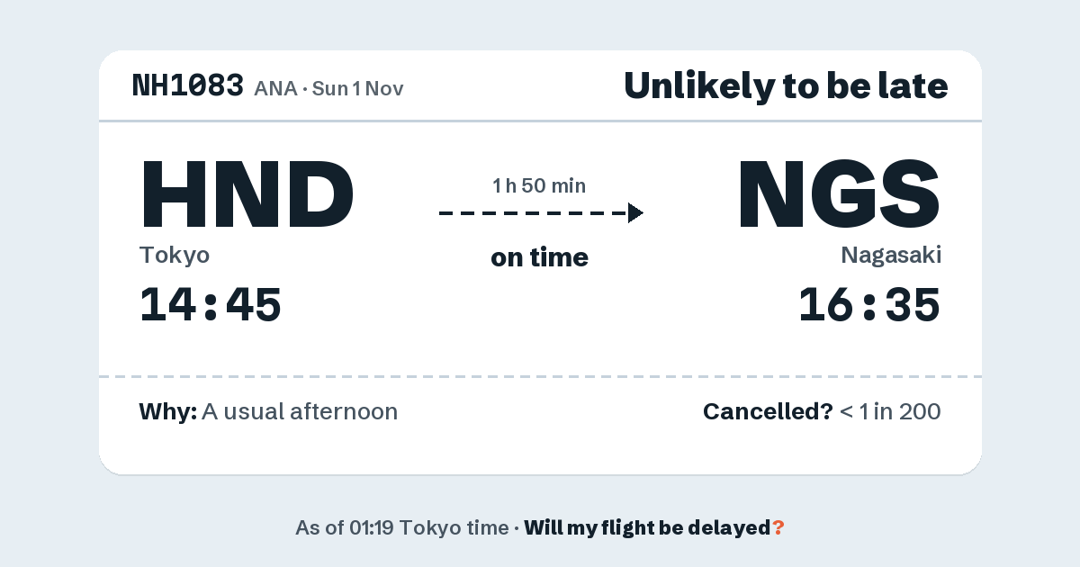 Link preview: NH1083 lands about 16:38