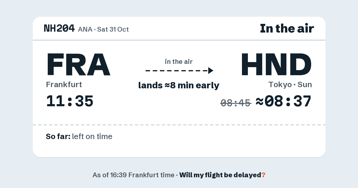Link preview: NH204 lands about 08:37