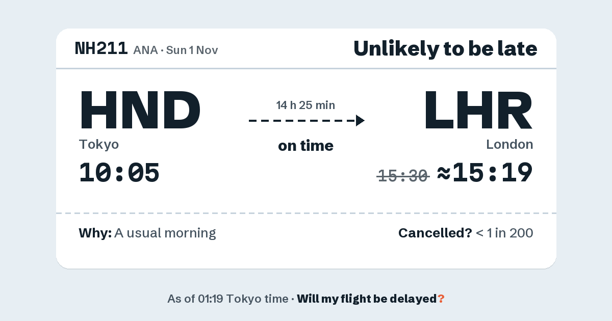 Link preview: NH211 lands about 15:19