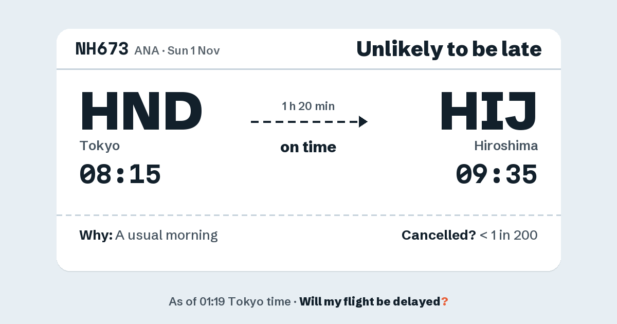 Link preview: NH673 lands about 09:34