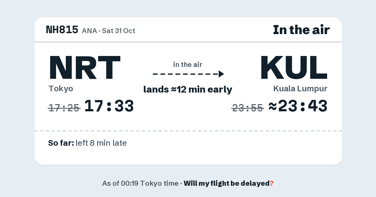 Link preview: NH815 lands about 23:43