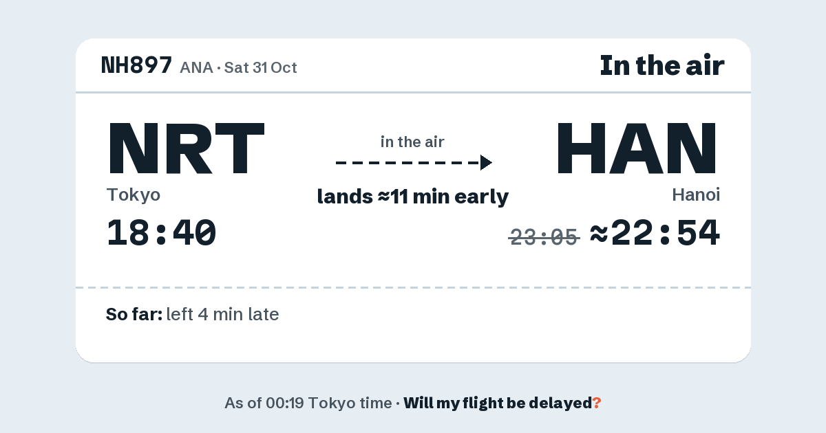 Link preview: NH897 lands about 22:54