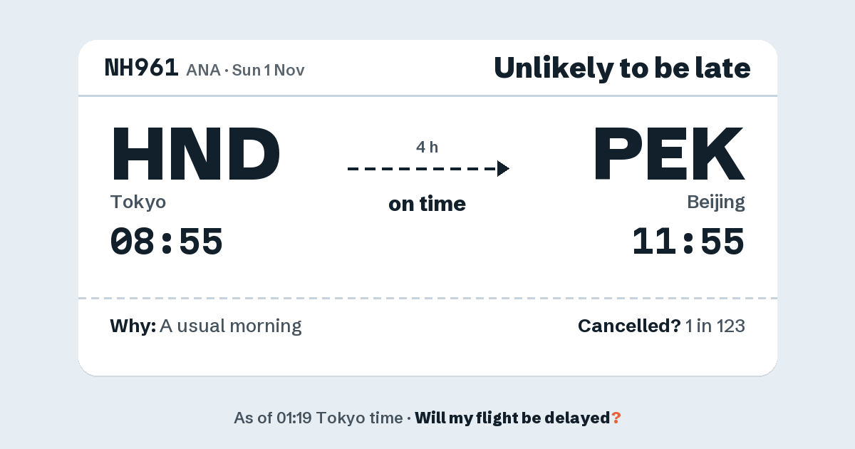 Link preview: NH961 lands about 11:54