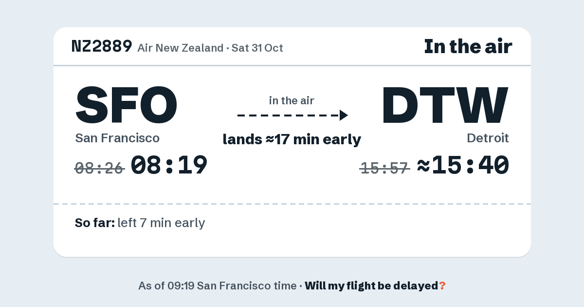 Link preview: NZ2889 lands about 15:40