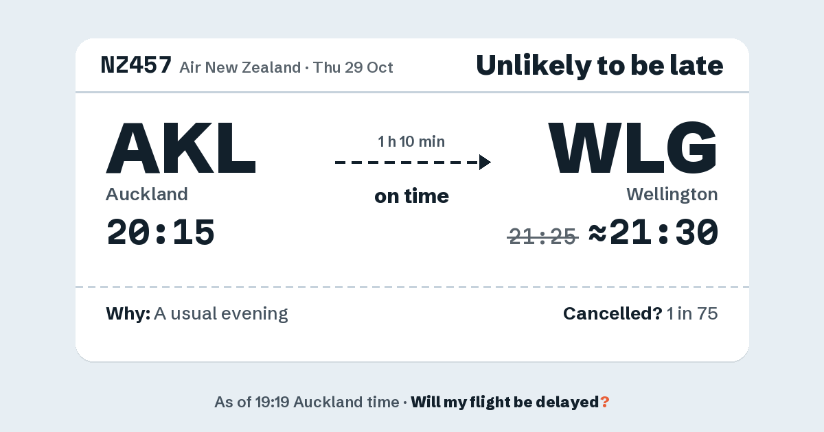 Link preview: NZ457 lands about 21:30