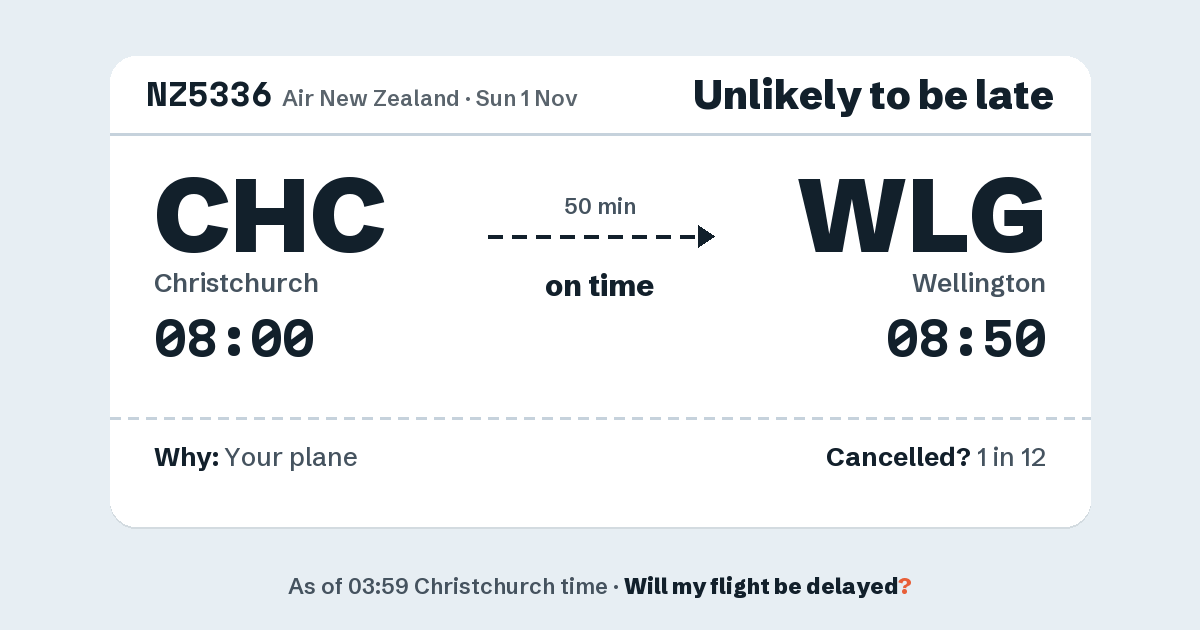 Link preview: NZ5336 lands about 08:50