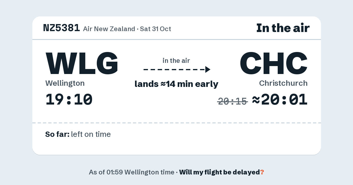 Link preview: NZ5381 lands about 20:01