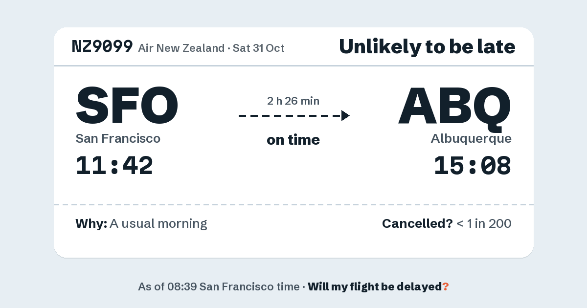 Link preview: NZ9099 lands about 15:04