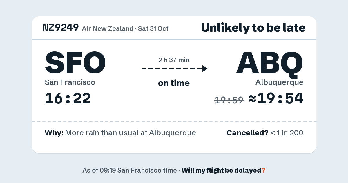 Link preview: NZ9249 lands about 19:54