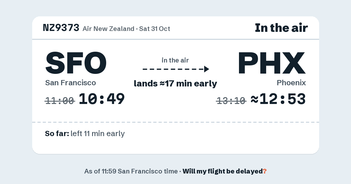 Link preview: NZ9373 lands about 12:53