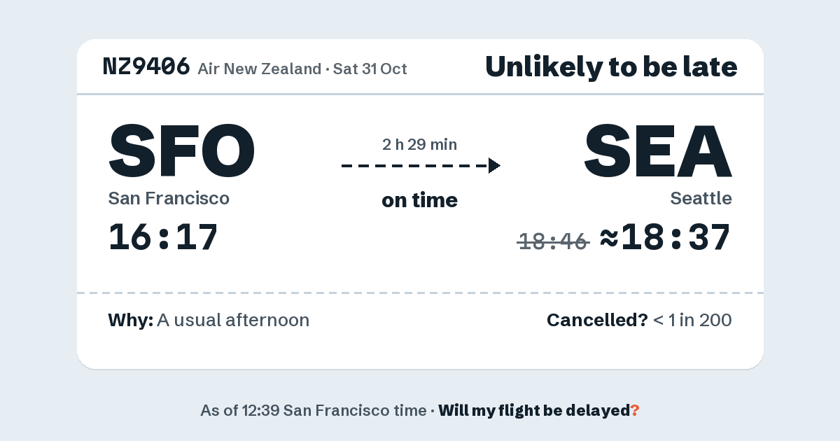 Link preview: NZ9406 lands about 18:37