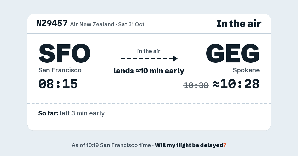 Link preview: NZ9457 lands about 10:28