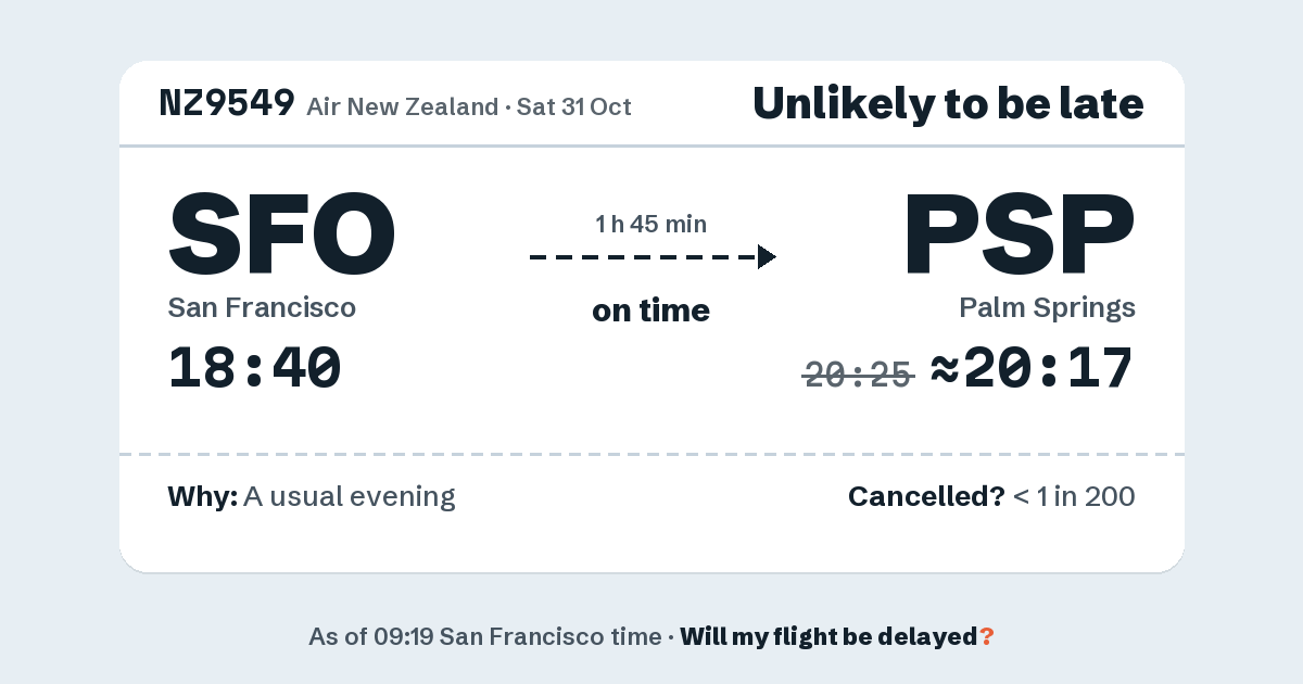 Link preview: NZ9549 lands about 20:17