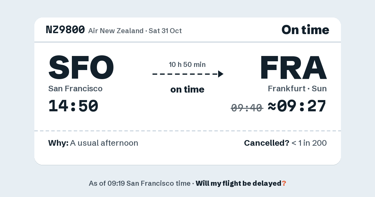 Link preview: NZ9800 lands about 09:27