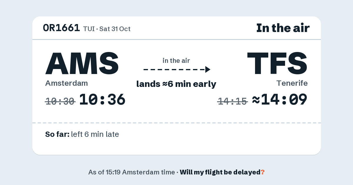 Link preview: OR1661 lands about 14:09