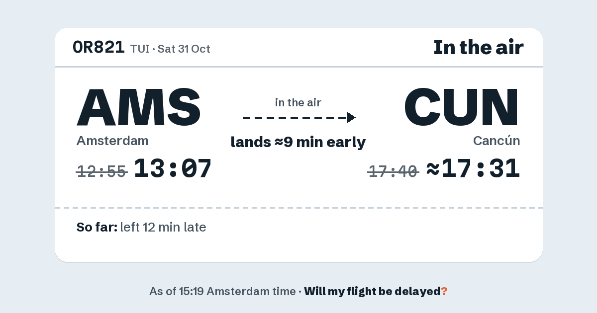 Link preview: OR821 lands about 17:31