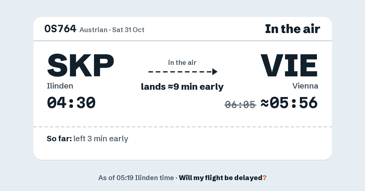 Link preview: OS764 lands about 05:56