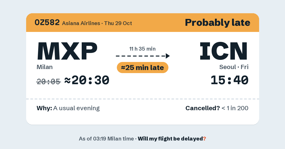 Link preview: OZ582 lands about 15:39