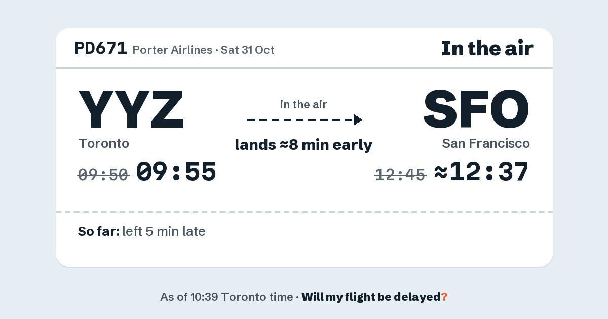 Link preview: PD671 lands about 12:37