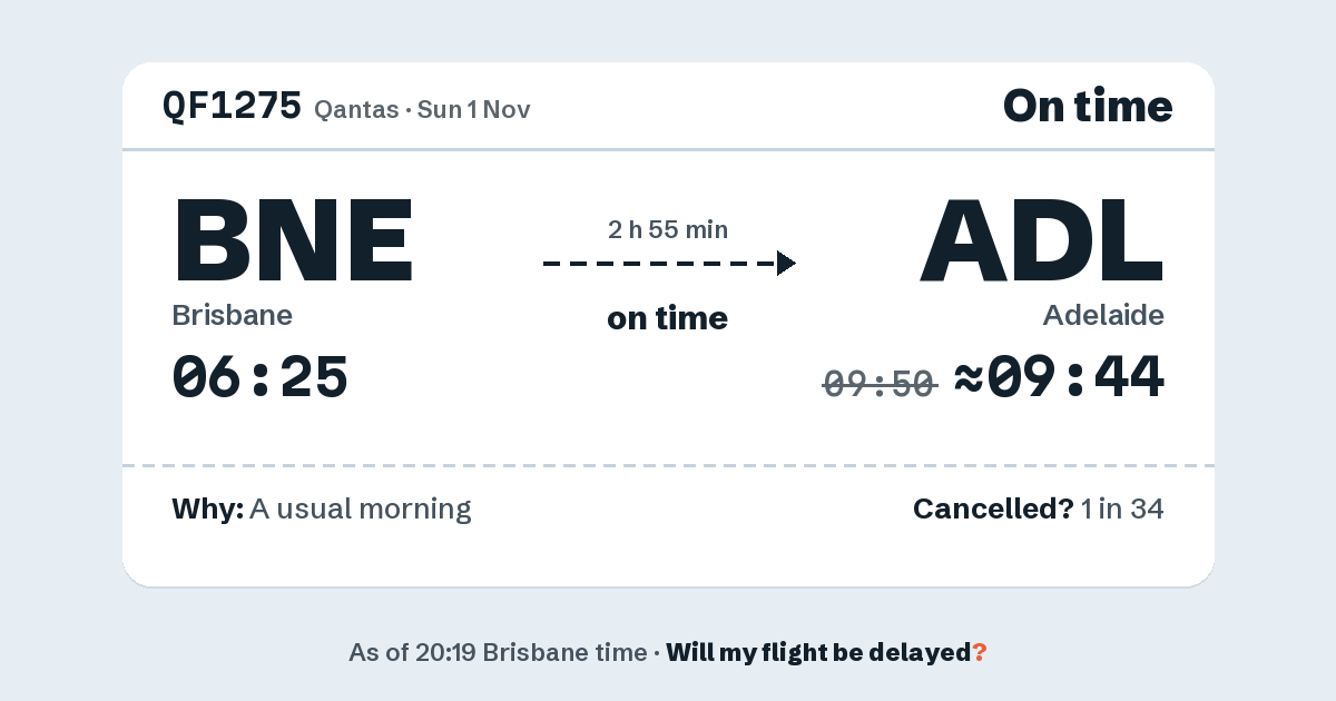 Link preview: QF1275 lands about 09:44