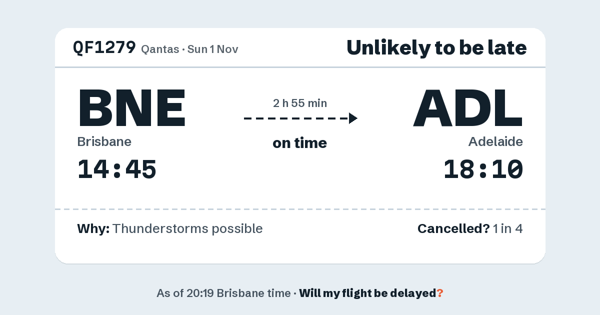 Link preview: QF1279 lands about 18:10
