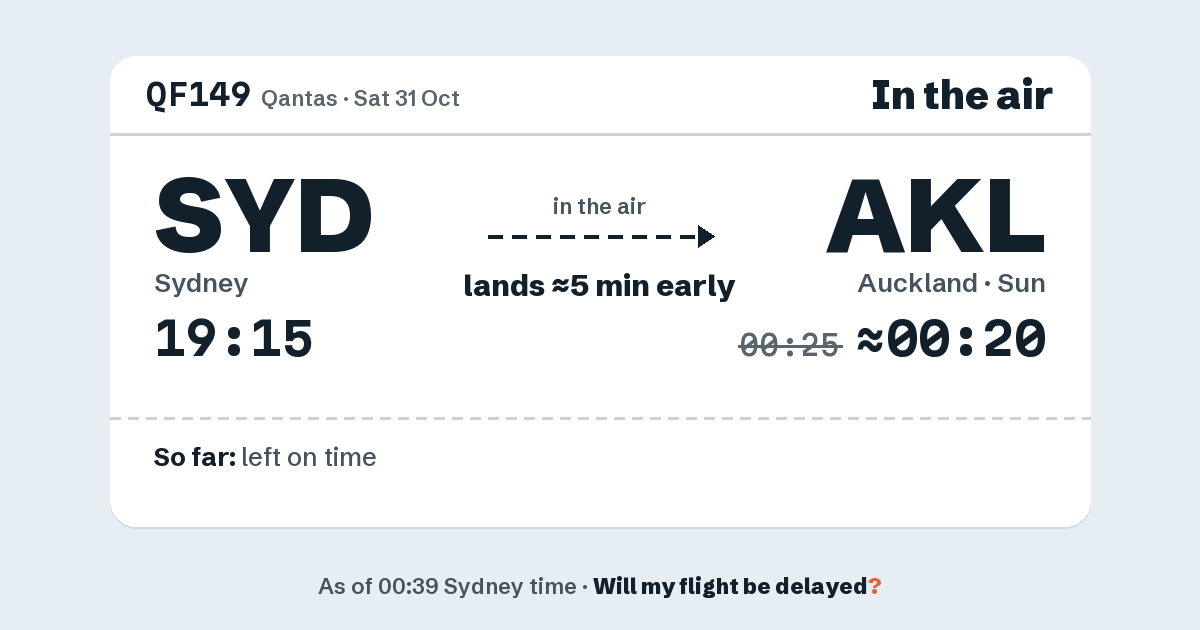 Link preview: QF149 lands about 00:20