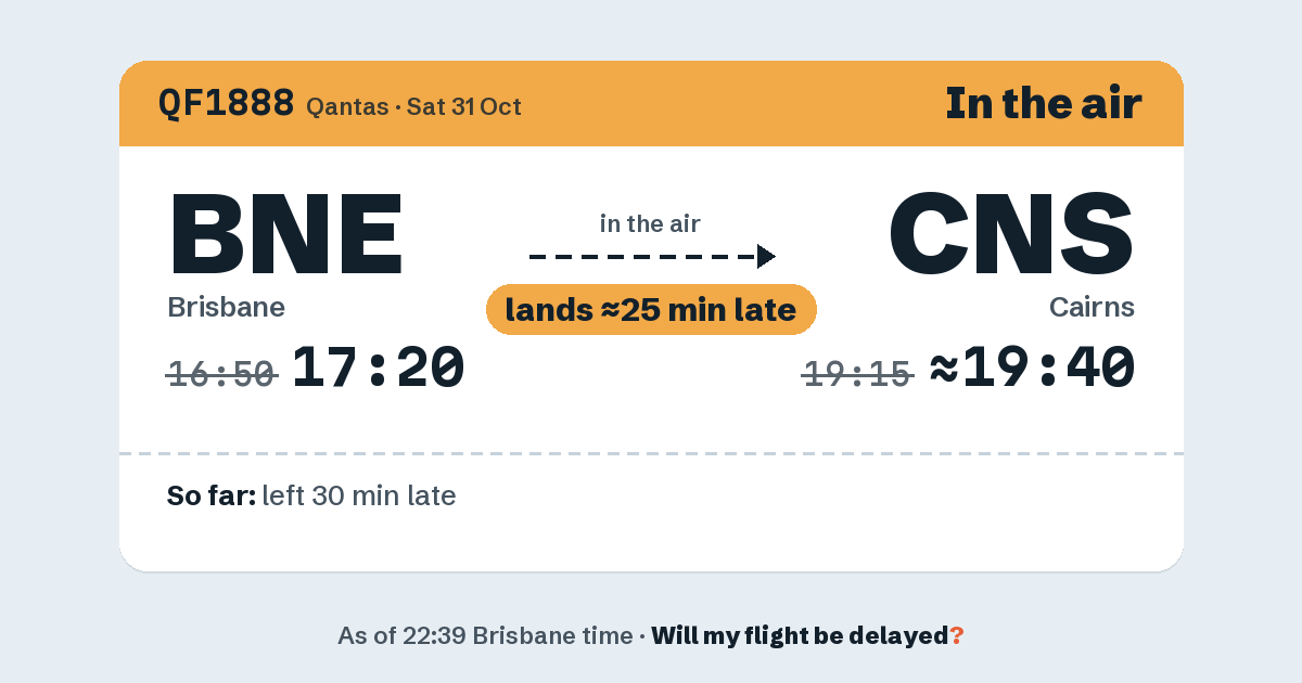 Link preview: QF1888 lands about 19:38