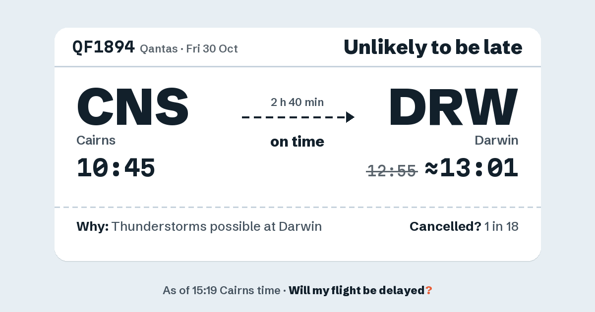 Link preview: QF1894 lands about 13:01