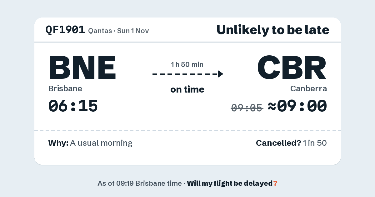 Link preview: QF1901 lands about 09:00