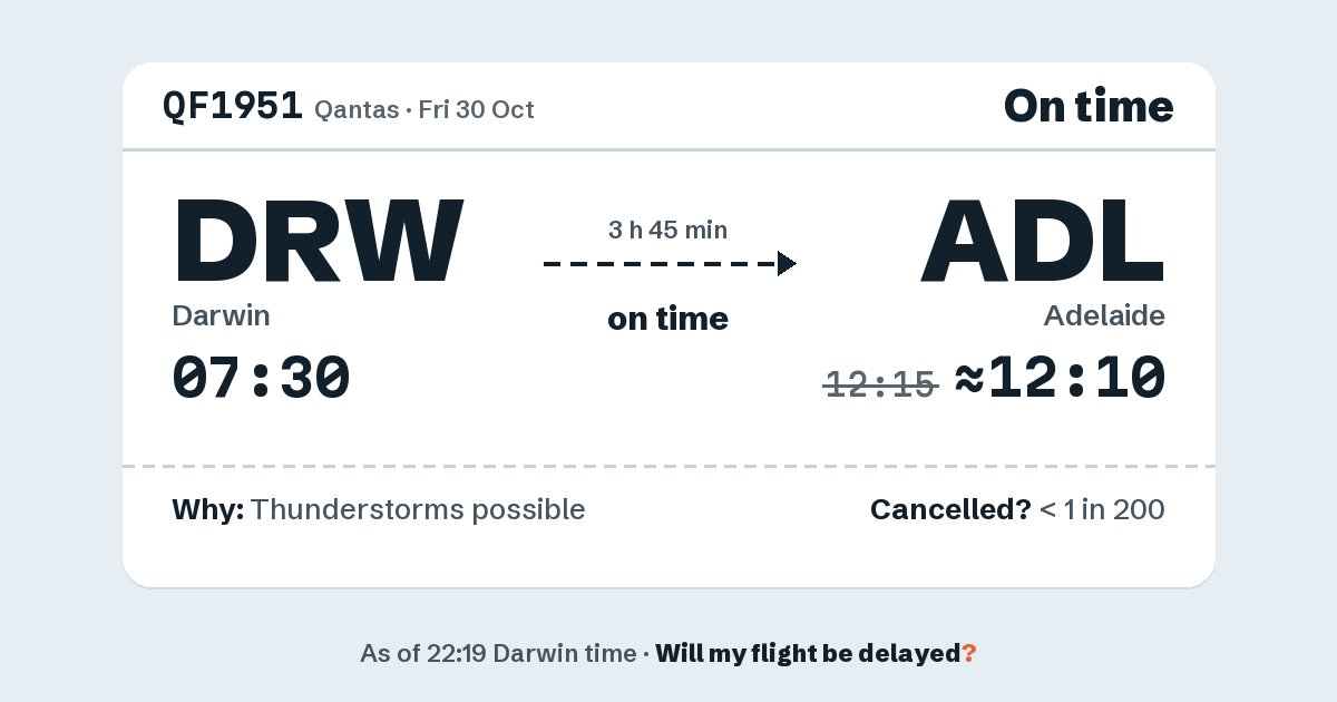 Link preview: QF1951 lands about 12:10