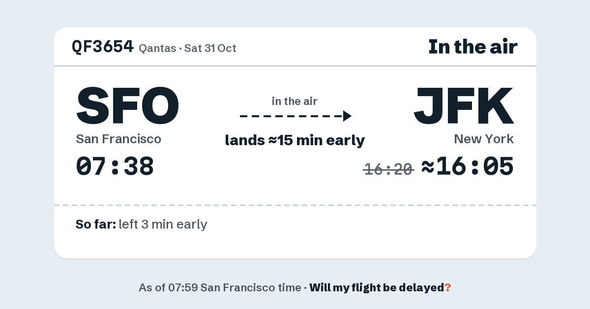 Link preview: QF3654 lands about 16:05