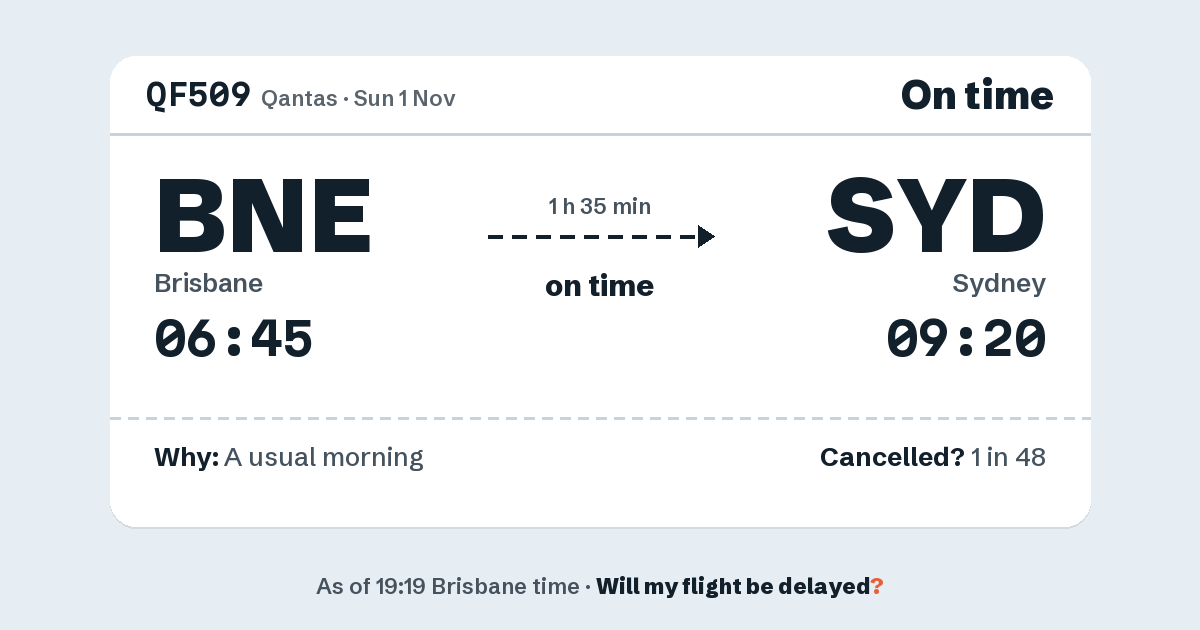 Link preview: QF509 lands about 09:19