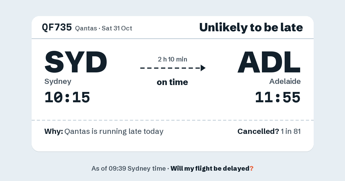 Link preview: QF735 lands about 11:54