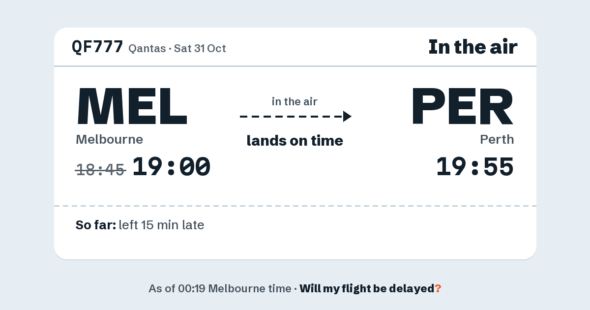 Link preview: QF777 lands about 19:56