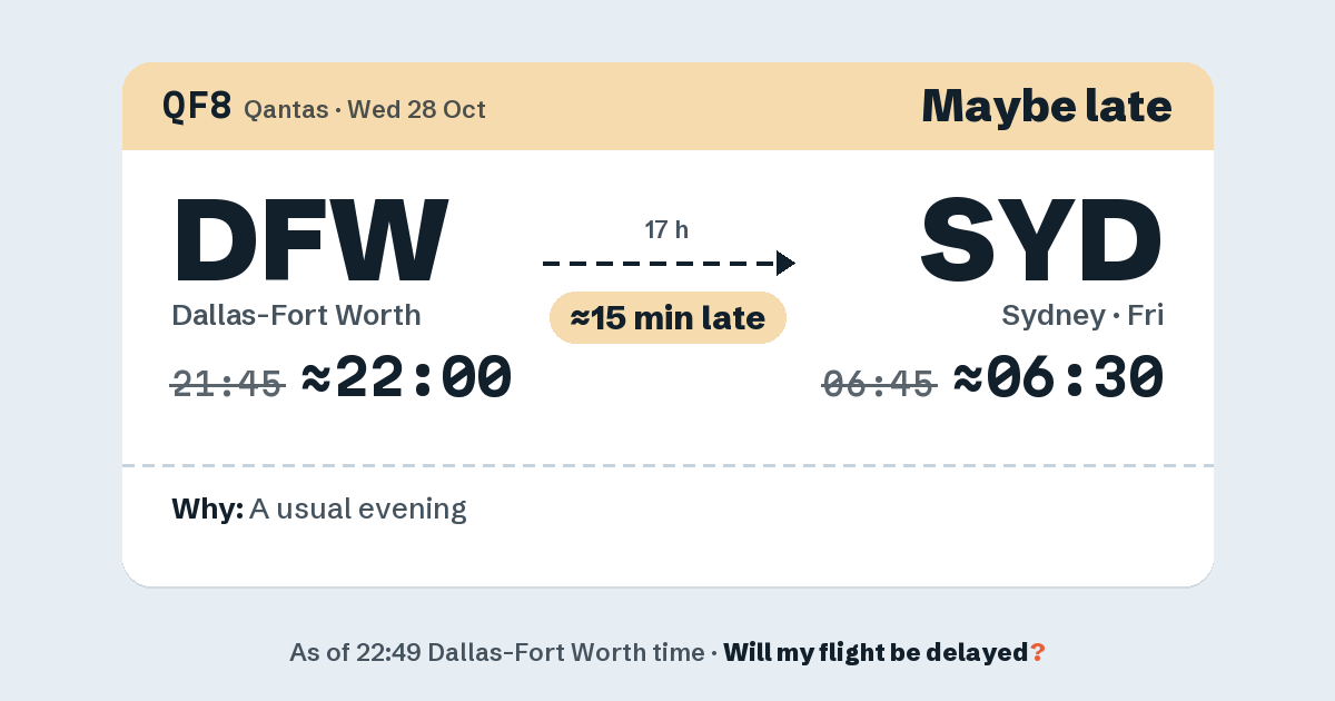 Link preview: QF8 lands about 06:30