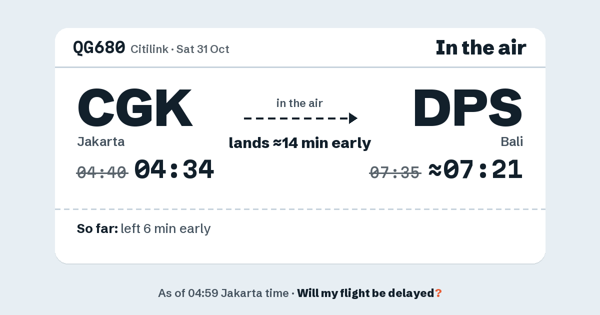 Link preview: QG680 lands about 07:21