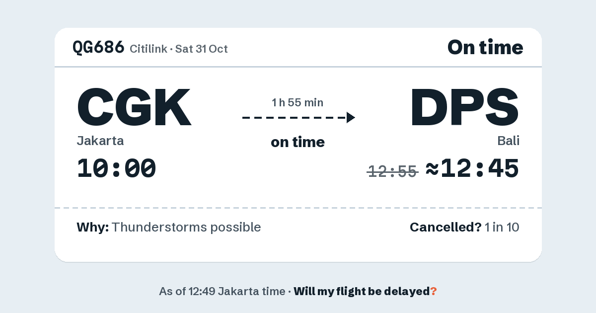 Link preview: QG686 lands about 12:45