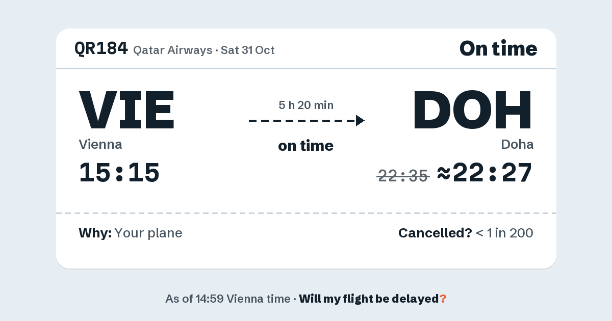 Link preview: QR184 lands about 22:27