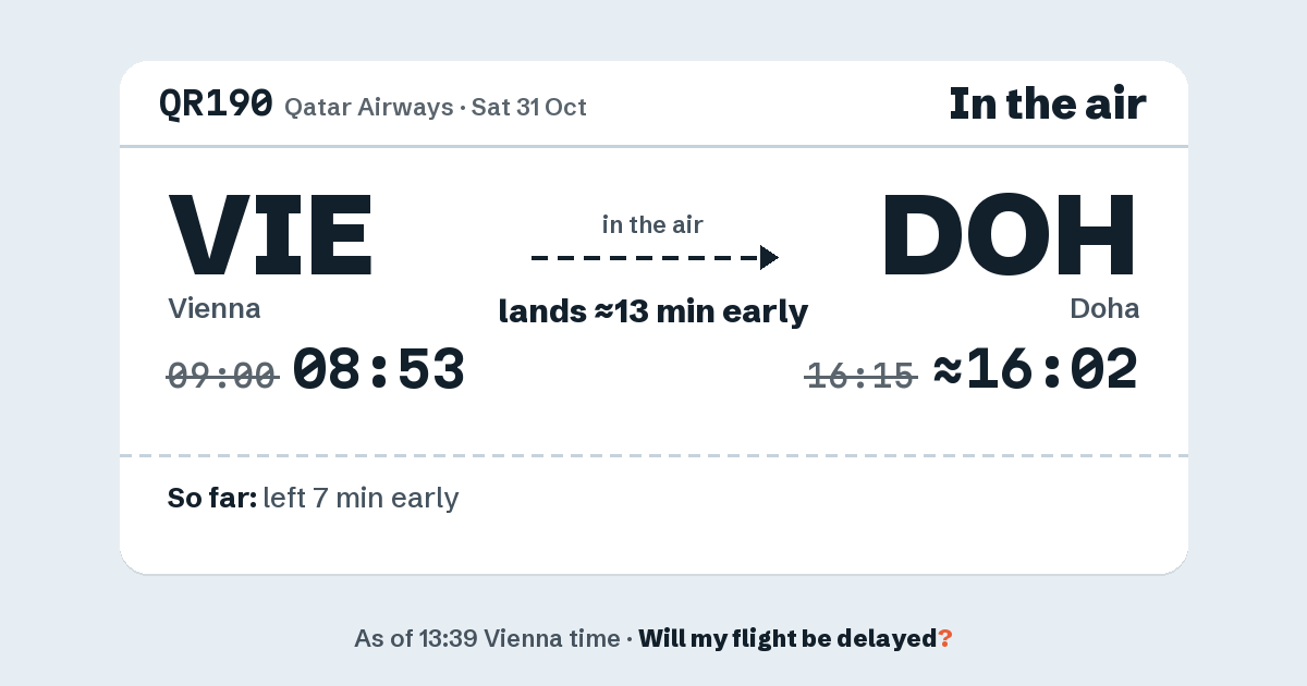 Link preview: QR190 lands about 16:02