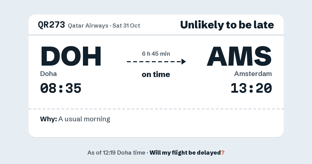 Link preview: QR273 lands about 13:18