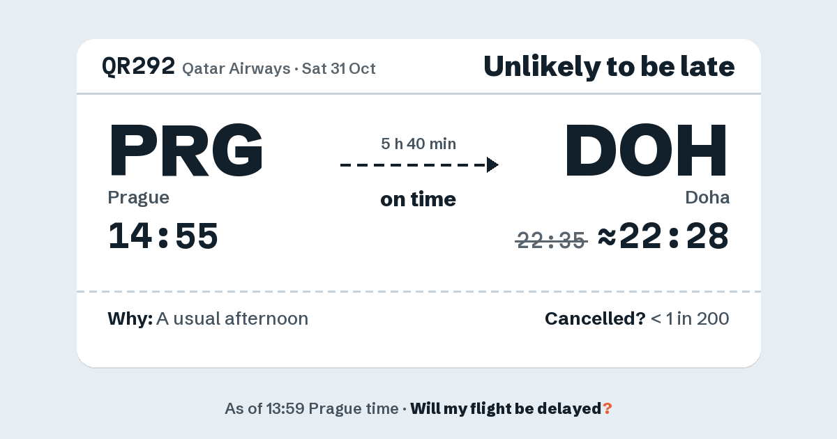 Link preview: QR292 lands about 22:28
