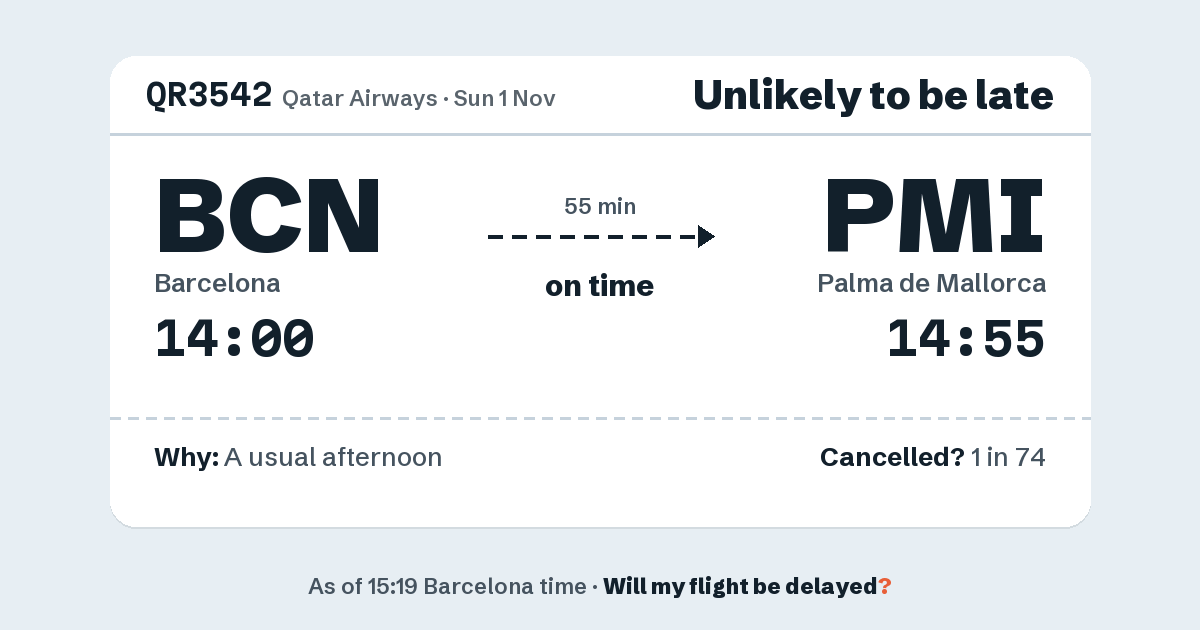 Link preview: QR3542 lands about 14:54