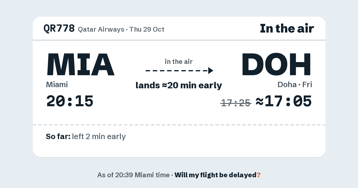 Link preview: QR778 lands about 17:05