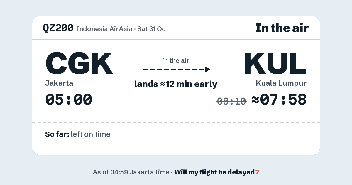 Link preview: QZ200 lands about 07:58