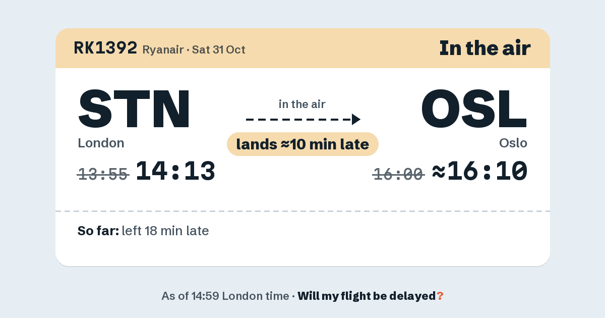 Link preview: RK1392 lands about 16:10