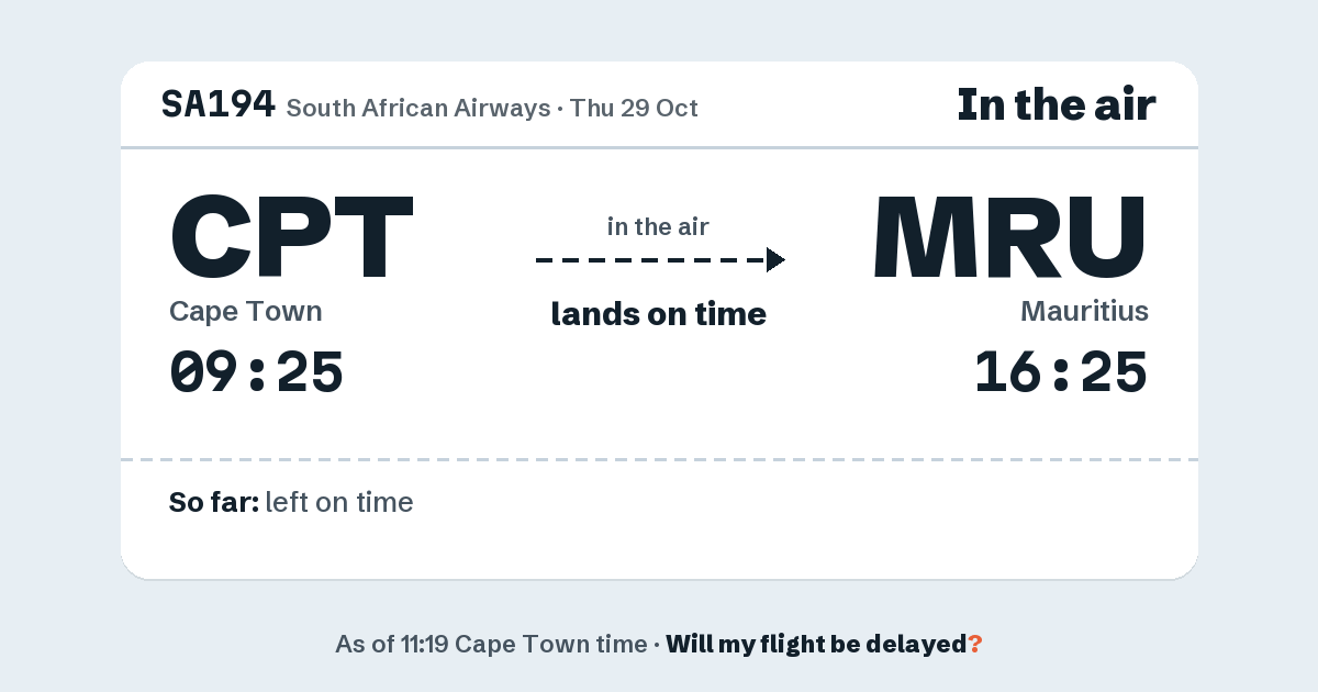 Link preview: SA194 lands about 16:21
